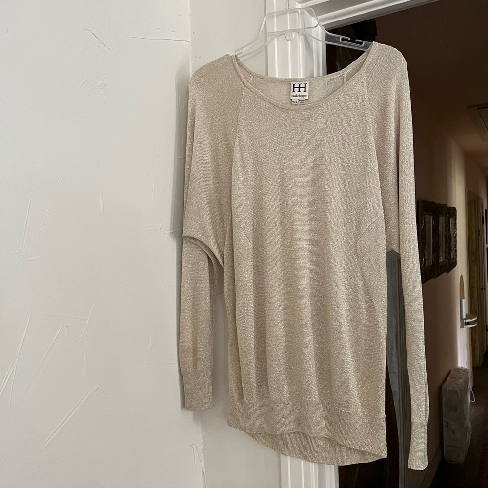 HAUTE HIPPIE | White gold knit sweater Tunic